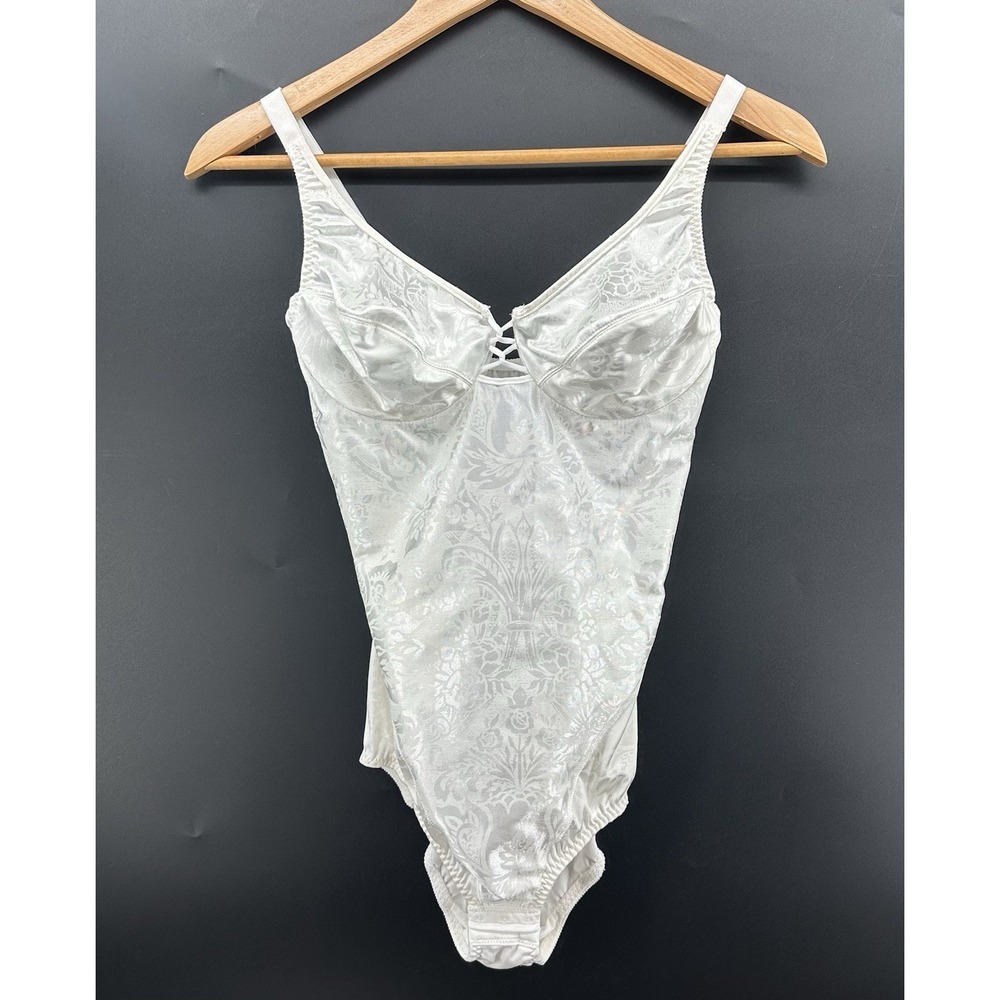 Vtg Vanity Fair Bodysuit Unitard Sz 36 C Nylon Lingerie One Piece Coquette Fairy